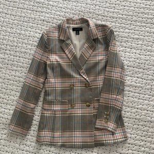 Halogen Plaid Double Breasted Blazer